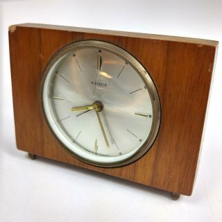Vintage Kienzle Germany Weibrucher Haupstr.  01 Wood Body Mcm Alarm Clock