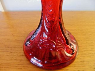 Gorgeous Red Glass and Brass Oil Lamp Base,  Reservoir and Burner 2