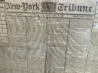 Framed Newspaper York Daily Tribune April 15 1865 The President Shot Lincoln