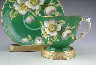 Vintage Aynsley Green & Dogwood Flowers Pattern Tea Cup and Saucer 2