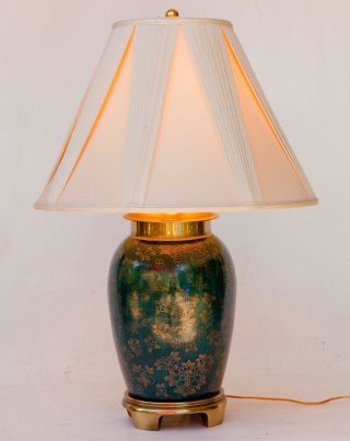 Frederick Cooper Hand Painted Ceramic Brass Table Lamp