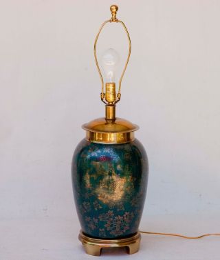 FREDERICK COOPER HAND PAINTED CERAMIC BRASS TABLE LAMP 3