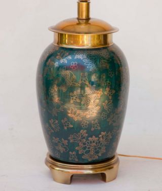 FREDERICK COOPER HAND PAINTED CERAMIC BRASS TABLE LAMP 4