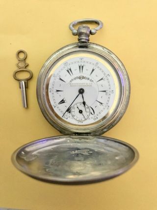 K.  Serkisoff And Co.  Pocket Watch - Runs - Diameter = 2 In.  Hard To Open Date U