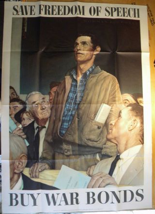 Vintage Wwii 1943 " Save Freedom Of Speech " Norman Rockwell