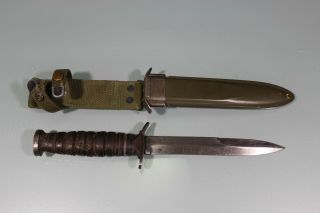 Us Ww2 Camillus M3 Fighting Knife W/ M8 Scabbard Worn & Functional Complete