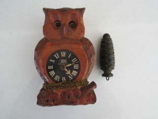 Vintage Poppo Tezuka Blinking Eye Owl Wall Clock Project Or Parts Cuckoo Clock