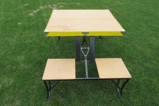 Vintage Handy Folding Picnic Table and Chair Set Metal,  Milwaukee Stamping Co 4