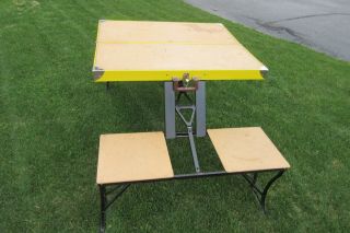 Vintage Handy Folding Picnic Table and Chair Set Metal,  Milwaukee Stamping Co 5