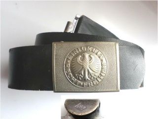 West German Army.  Black Leather Belt,  Buckle With Eagle Unity - Justice - Freedom