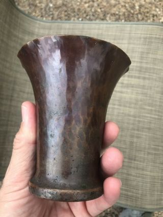 Avon Antique Hand Hammered Arts And Crafts Copper Vase Roycroft Stickley Era 3