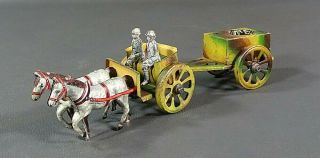 Antique German Georg Fischer Horse Carriage Field Kitchen Soldier Tin Penny Toy