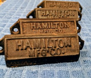 (set Of 4) Antique Hamilton Mfg Co.  Cast Iron Drawer Door Pulls Handles Hardware