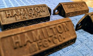 (Set Of 4) Antique HAMILTON MFG CO.  Cast Iron Drawer Door Pulls Handles Hardware 5