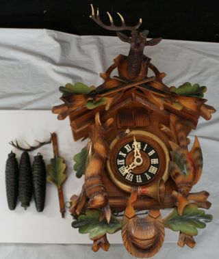 Vintage Thorens Movement Hunter Cuckoo Clock From Switzerland Parts Only