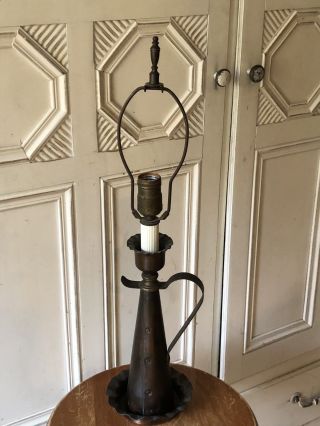 Vintage ANTIQUE ARTS AND CRAFTS Colonial Brass Craftsmen Solid Copper Lamp 2