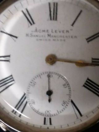 . 935 Silver Key Wind Key Set Pocket Watch - Acme Lever,  H.  Samuel Manchester