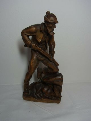 Vintage German Carved Wood Bavaria Hunting Man Ac