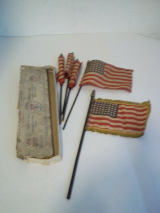 From Cape Cod Primitive Old 48 Star Hand Flags And Old Box 5 Flags