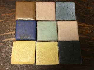 9 Vintage Arts & Crafts Style 2 " Square Grueby Pottery Tiles