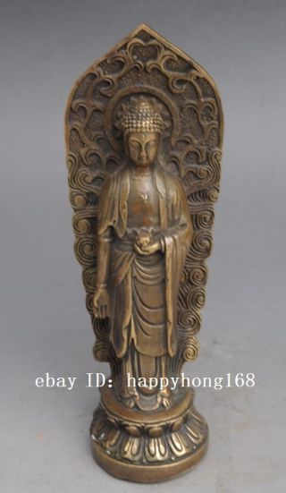 Antique Old Chinese Hand Made Brass Standing Buddha Statue Tibet Buddhism D01