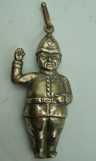 Rare Silver Plate Victorian Policeman Or Fireman Taking Oath Fob Or Child Rattle