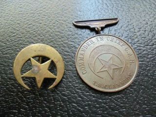 Rare Civil War 7th Corps " Corps Badge " And Gar Medal