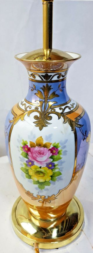Stunning Vintage Lustre Porcelain ceramic Table Lamp Light by Noritake on brass 2