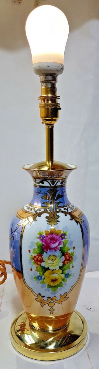 Stunning Vintage Lustre Porcelain ceramic Table Lamp Light by Noritake on brass 4
