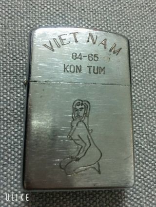 Vietnam War Zippo Lighter Kom Tum 1964 - 65