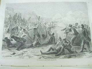 1864 Illustr Civil War Newspaper Confederates Kill Black Soldiers @ Ft Pillow Tn