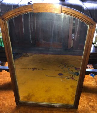 Antique Art & Craft Arch Top Wall Hanging Mirror Wood Frame Mission