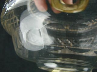 VICTORIAN CLEAR FACET CUT GLASS LARGE OIL LAMP FONT SCREW FIT,  21mm UNDERMOUNT 6