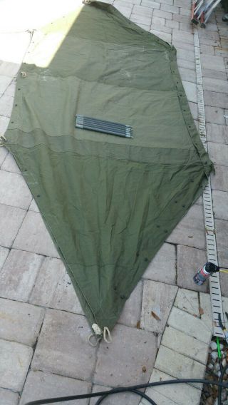 Vintage Us Army Military Pup Tent With Poles
