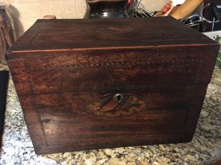 Antique Wooden Document Letter Note Box With Detail