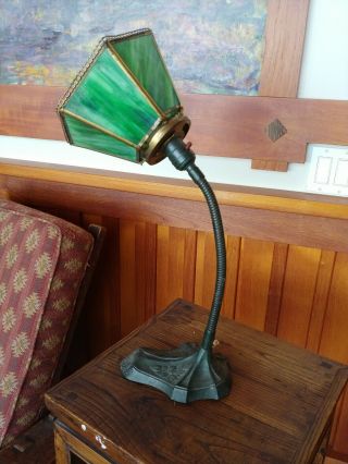 Arts & crafts desk lamp,  Robert Schwartz & bros,  NY 1922,  Handel era,  mission 2 5