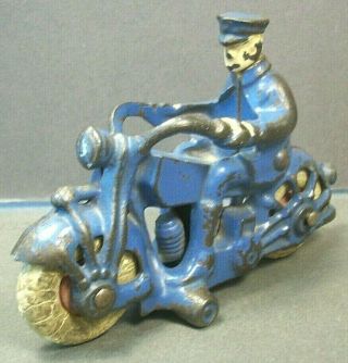 Vintage 1930s A.  C.  Williams Cast Iron Motorcycle Cop Rider 5 " Paint