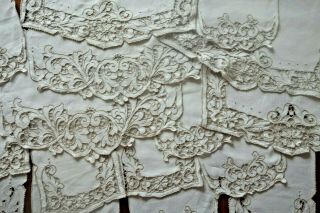 Joblot Vintage Madeira Cutout Embroidery Linen Chair Covers Antimacassar Bunting