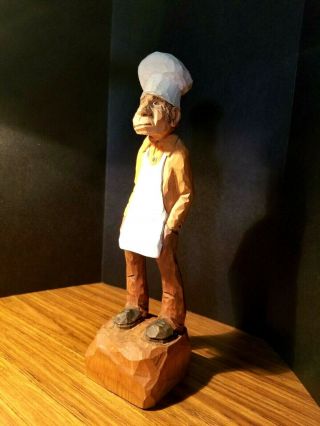 1989 C.  Sears Hand Carved Chef Baker Figure - 12 3/4 " - Signed - Wood Carving