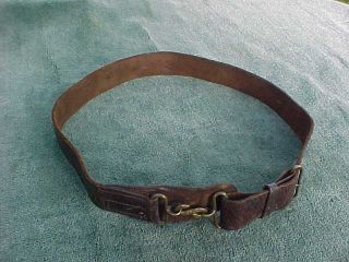 Antique Authentic Civil War Period Brass Snake Buckle & Leather Belt
