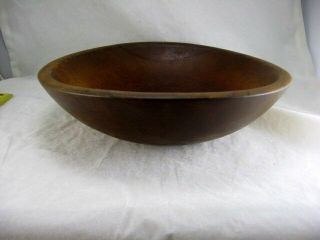 Vtg Antique Unusual Wooden Dough Bowl W/plug Out Of Round Oval 10 3/8 X 10 7/8