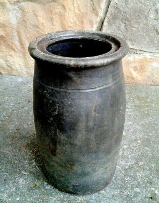 Antique Primitive Pottery Stoneware Crock Wax Sealer Canning Jar 1850 Era