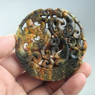 2.  8  China Old Jade Chinese Hand - Carved Dragon Phoenix Jade Pendant 2017