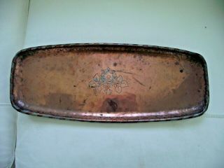 Antique Hugh Wallis Arts & Crafts Hand Made Hammered Large Solid Copper Tray
