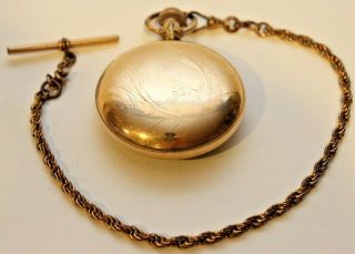 Antique 1910 Elgin Pocket Watch Size 18s With Chain Model 5