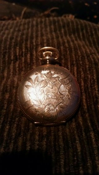 Antique Waltham Fancy Engraved Hunting Case Pocket Watch 6s Gold Filled.  Runs