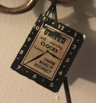 United Clock Co Wall Clock Model 80 Vintage 1950’s Gold Metal Retro Decor 2