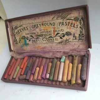 Vintage Antique Reeves & Sons Greyhound Artist Art Pastels Made In England Prop