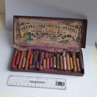 Vintage Antique Reeves & Sons Greyhound Artist Art Pastels Made in England Prop 2