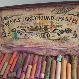 Vintage Antique Reeves & Sons Greyhound Artist Art Pastels Made in England Prop 3